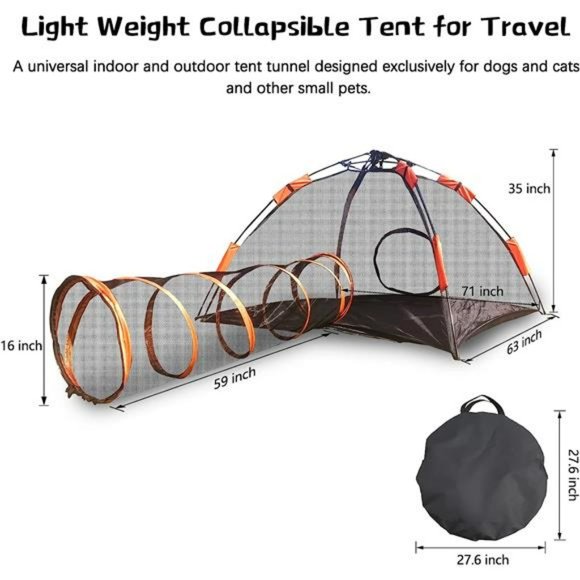 Outdoor Cat Enclosures, Foldable Cat Tent and Tunnel, Portable Large Playpen - Picture 2 of 6